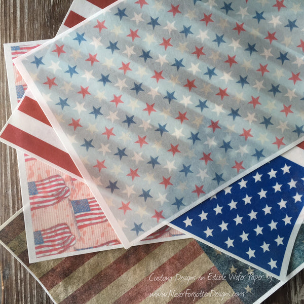 Wafer Paper Patriotic American Flag